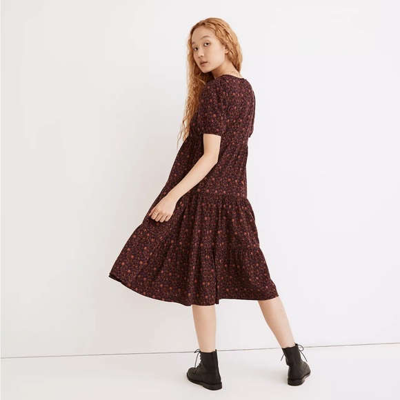 Madewell Aidy Square-Neck Tiered Midi Dress in Orchard Floral - Picture 3 of 11